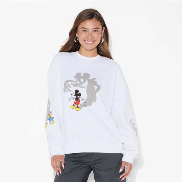 Women's Mickey & Friends Shadows Graphic Sweatshirt - White XS - Picture 2 of 3
